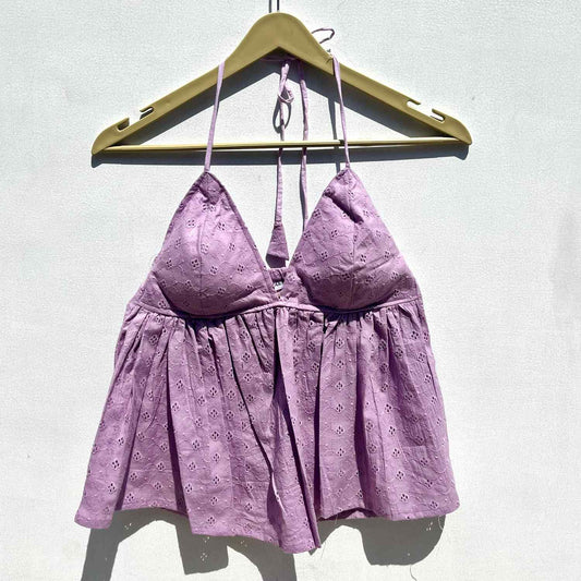 Lavender Chikan Cotton Top