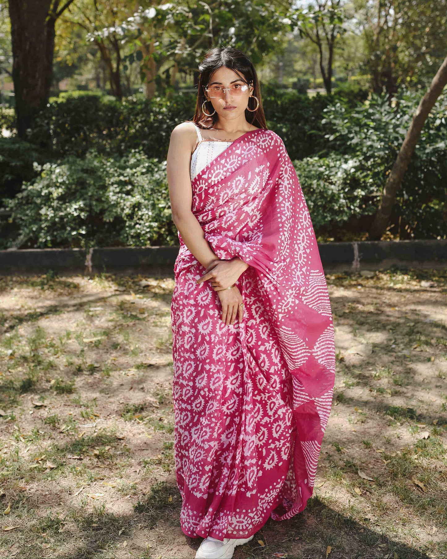 Pink Swirl - Batik Pure Mulmul Cotton Saree