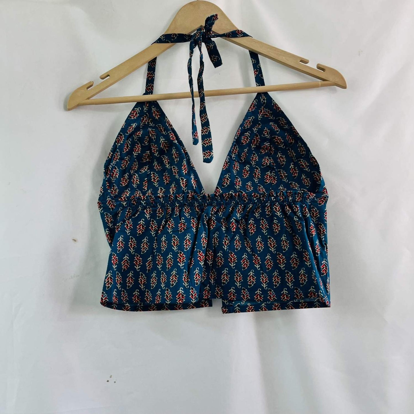 Blue Butti Halter Neck Cotton Top
