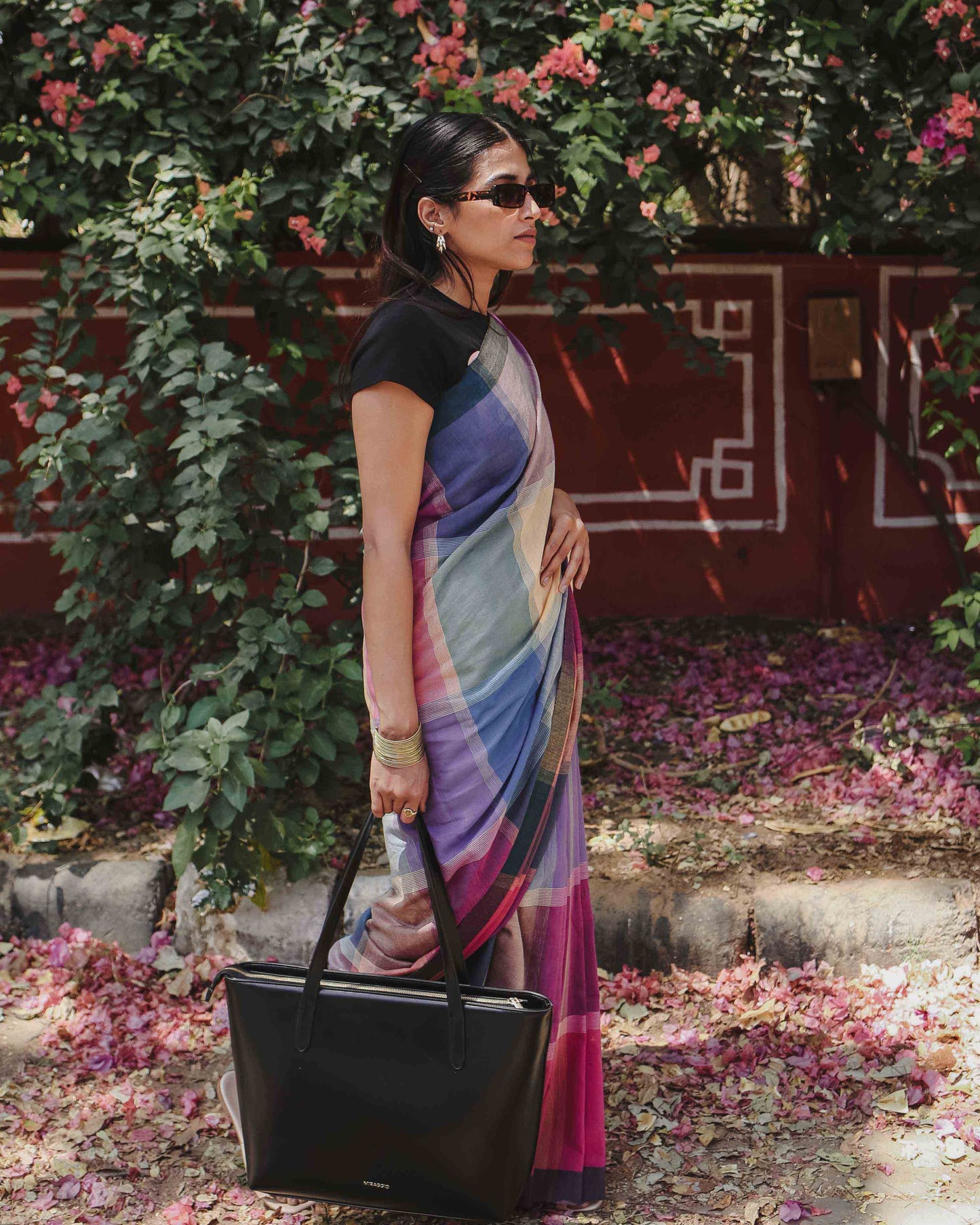 Power Play - Multicolour Checked Organic Cotton Saree
