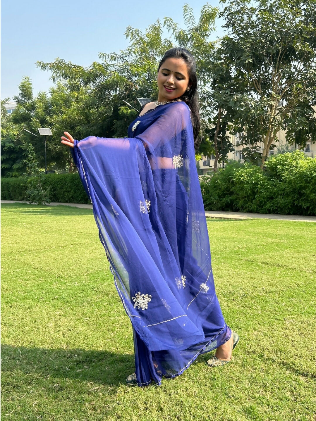 Juhi Evening Embroidered Chiffon 1-Minute Saree