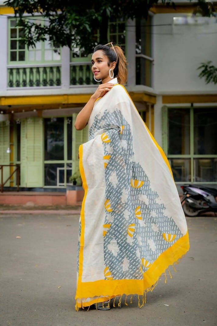 Peeli Chatri Cotton Printed Saree