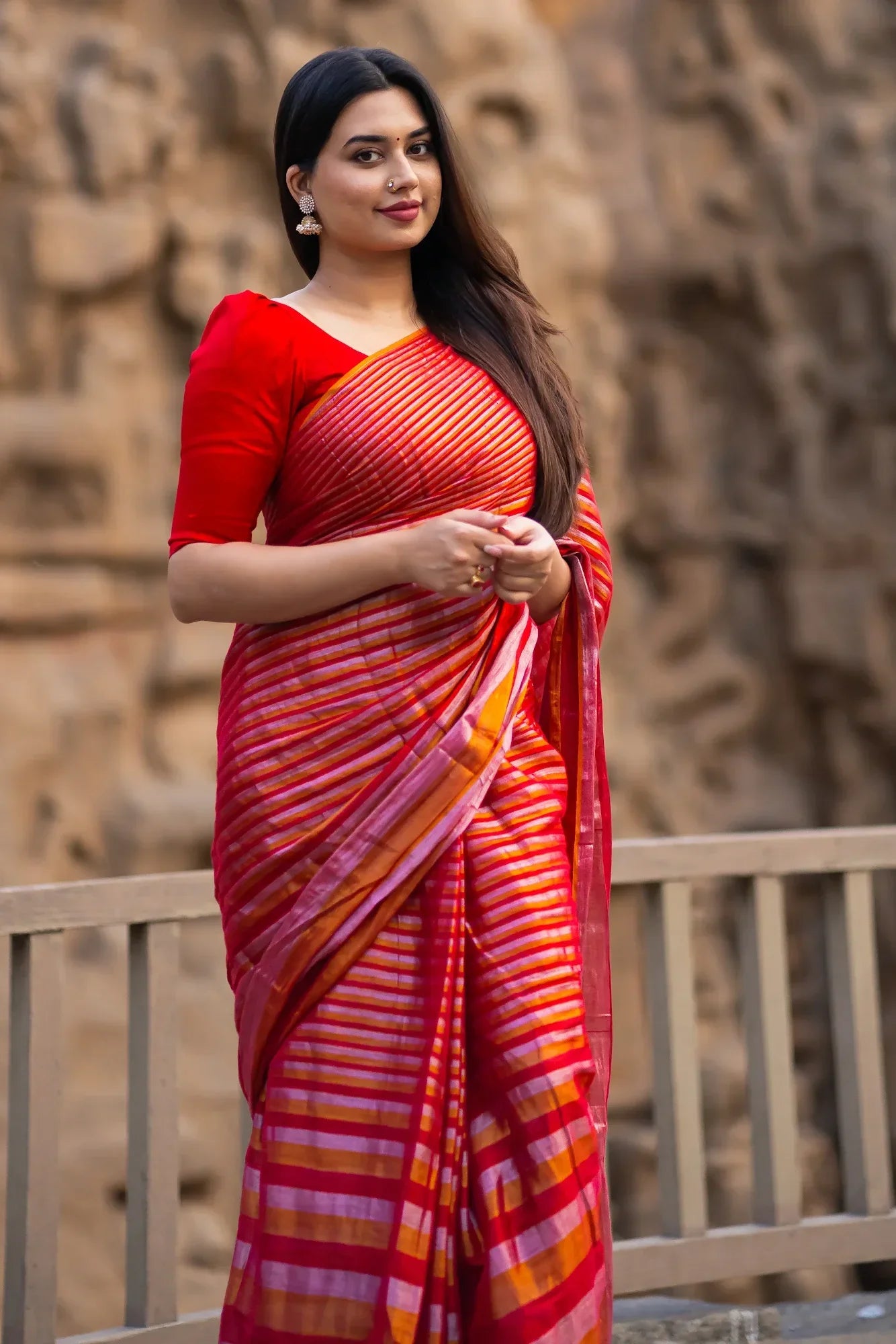 Metallic Zari tissue Saree With Handmade Tassels