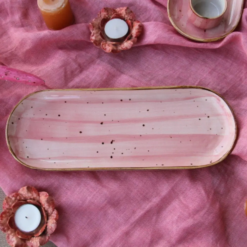 Speckled Pink Long Platter with Dip | 10 inches
