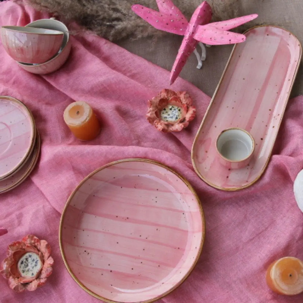 Speckled Pink Long Platter with Dip | 10 inches