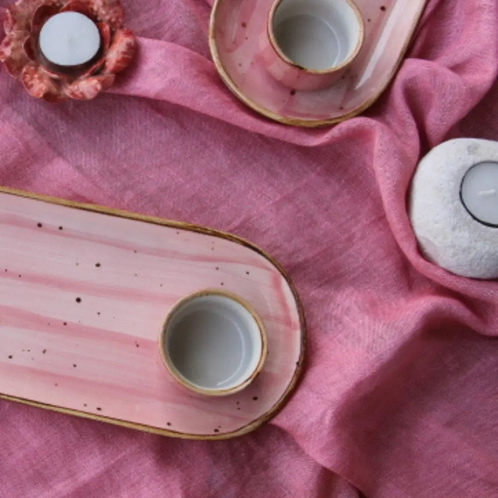Speckled Pink Long Platter with Dip | 10 inches