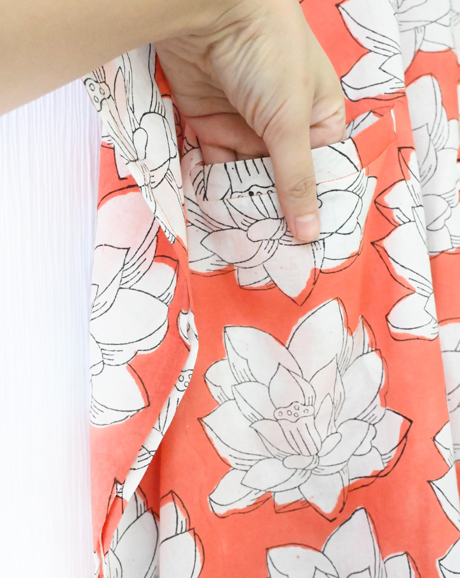 Mallika Hand Block Printed Cotton Midi Kaftan Shirt