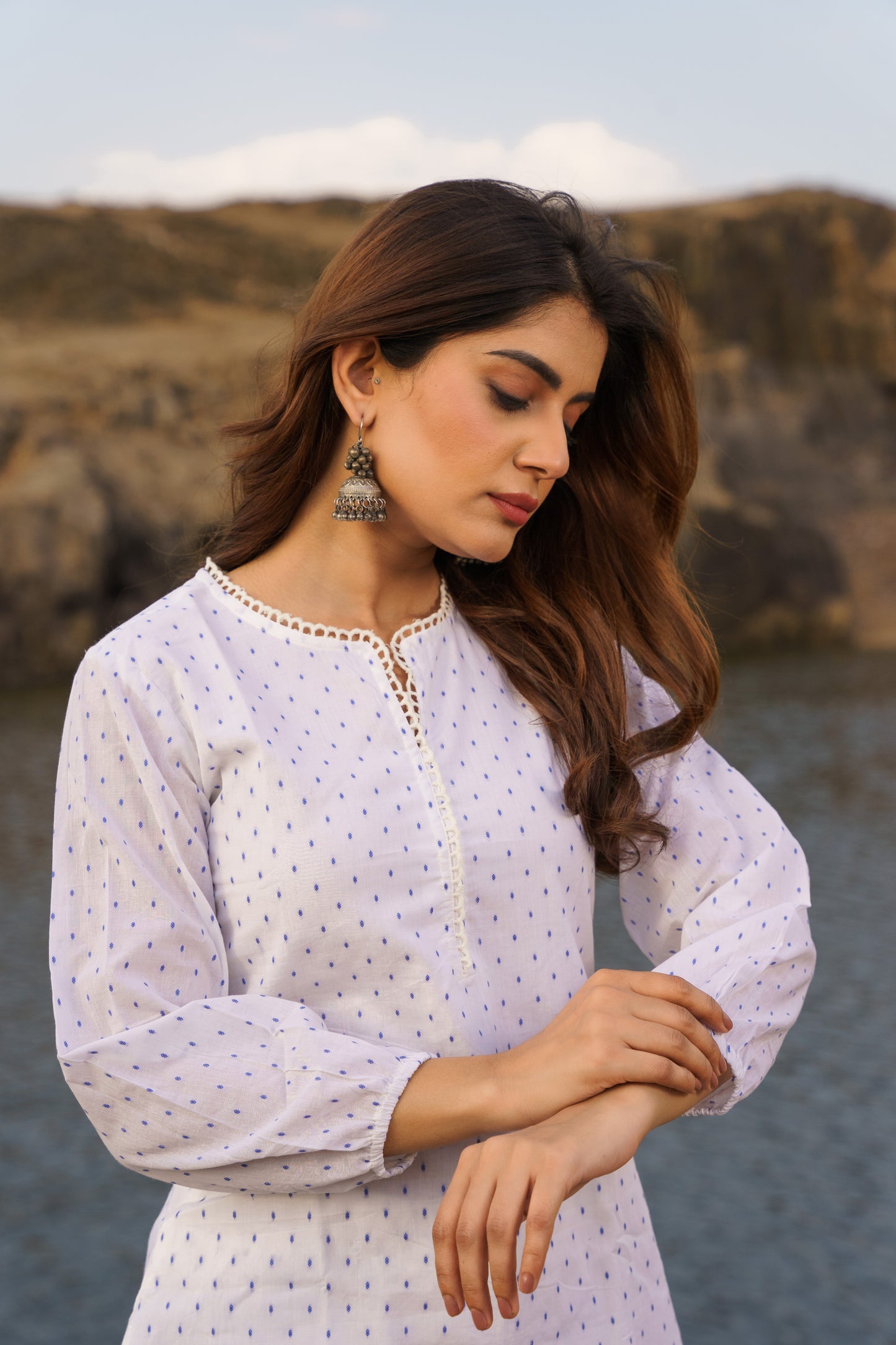 Noor Off-white Swiss Dot Cotton Co-ord Set