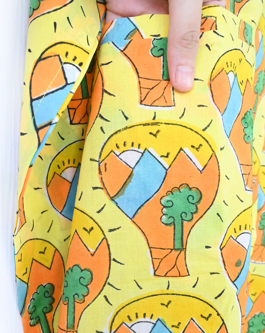 Paradise Hand Block Printed Cotton Midi Kaftan Shirt