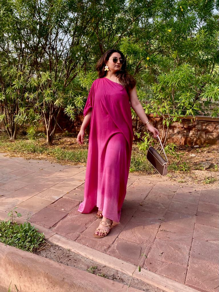 One Shoulder Kaftan Dress
