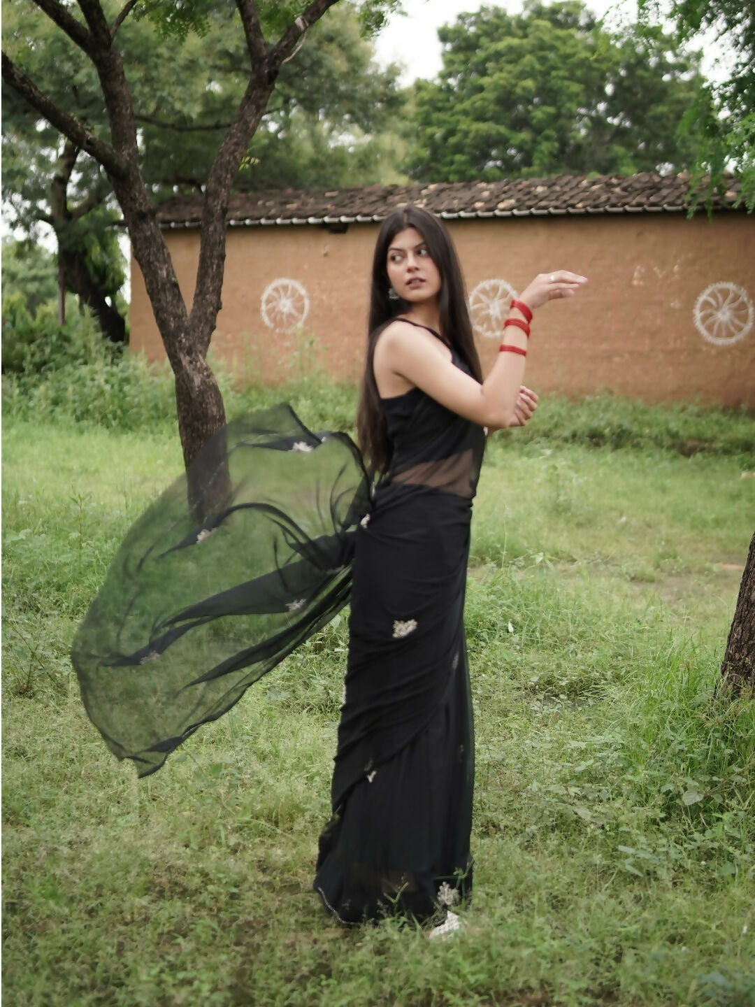 Juhi Evening Embroidered Chiffon 1-Minute Saree