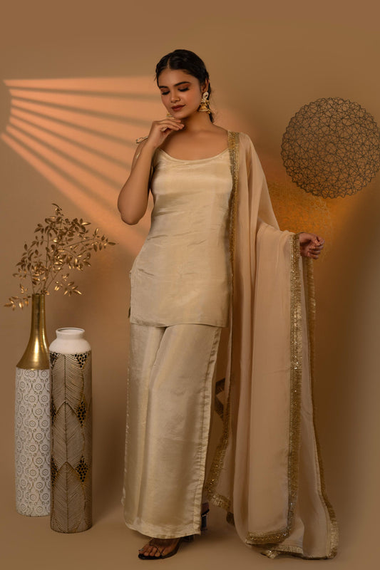 Beige Knotty Cosmosilk Co-ord Set