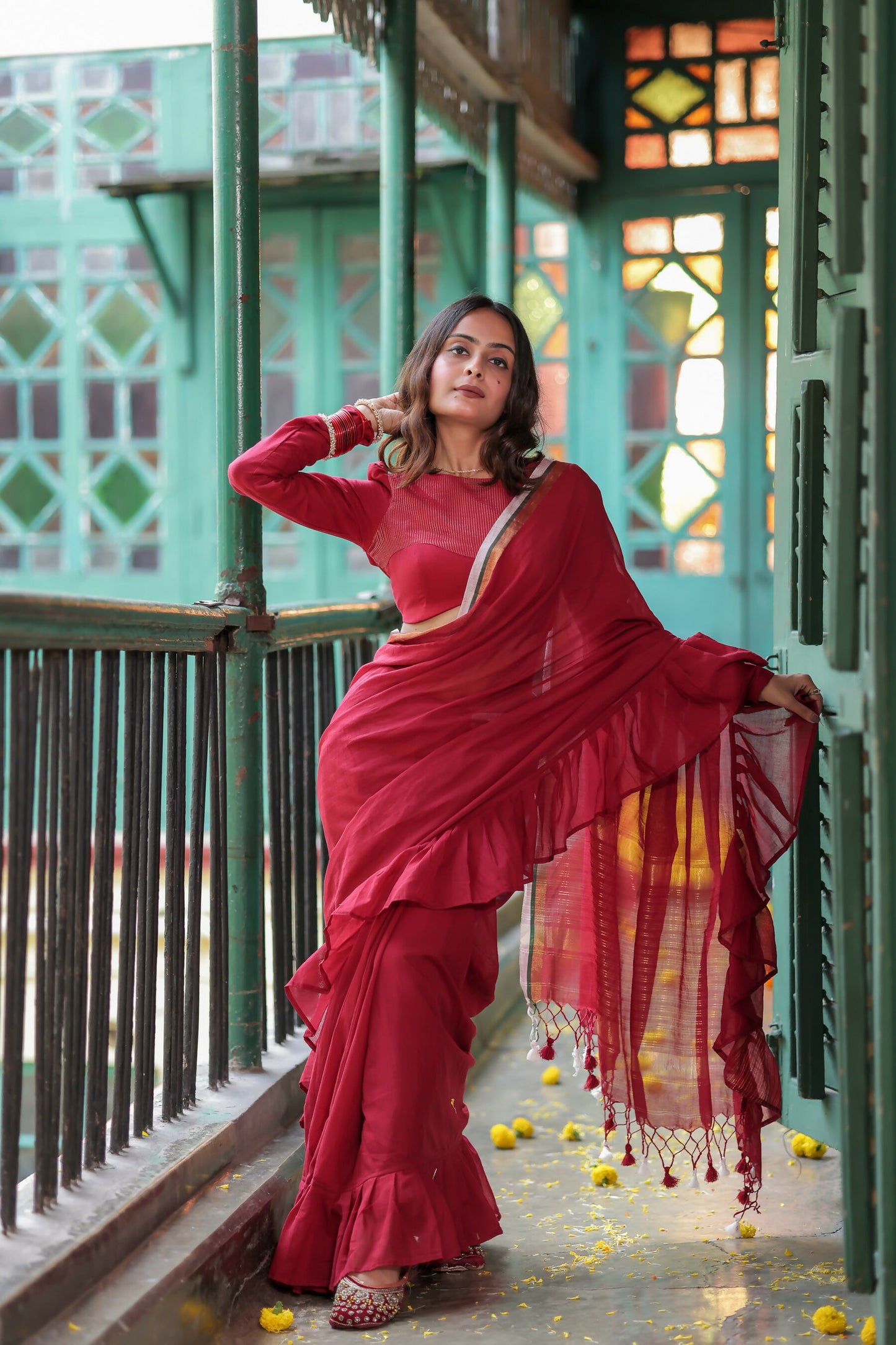 Maroon Desi Pure Cotton Blouse