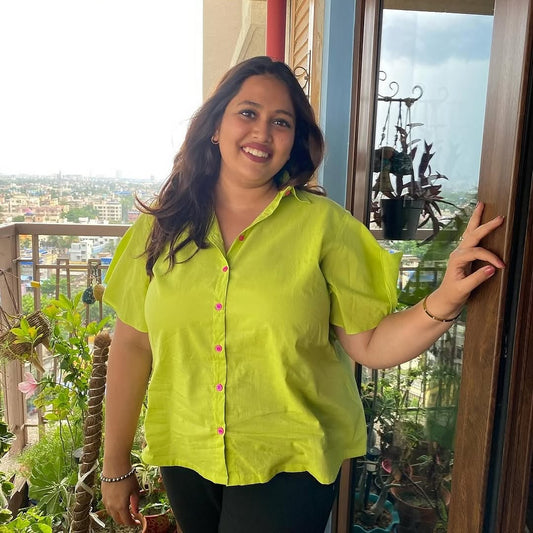 Mint Cotton Front Button Shirt