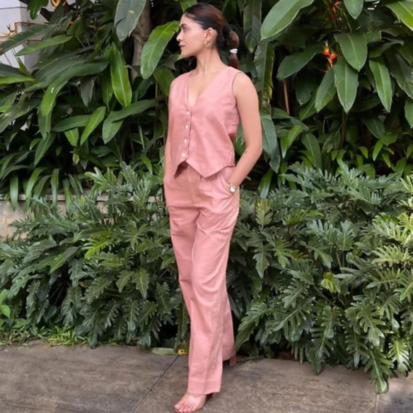 Linen Co-ord Set - Pink