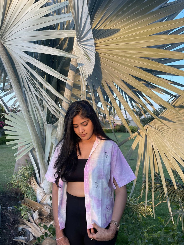 Cotton Ship / Bird Motif Printed Shirt