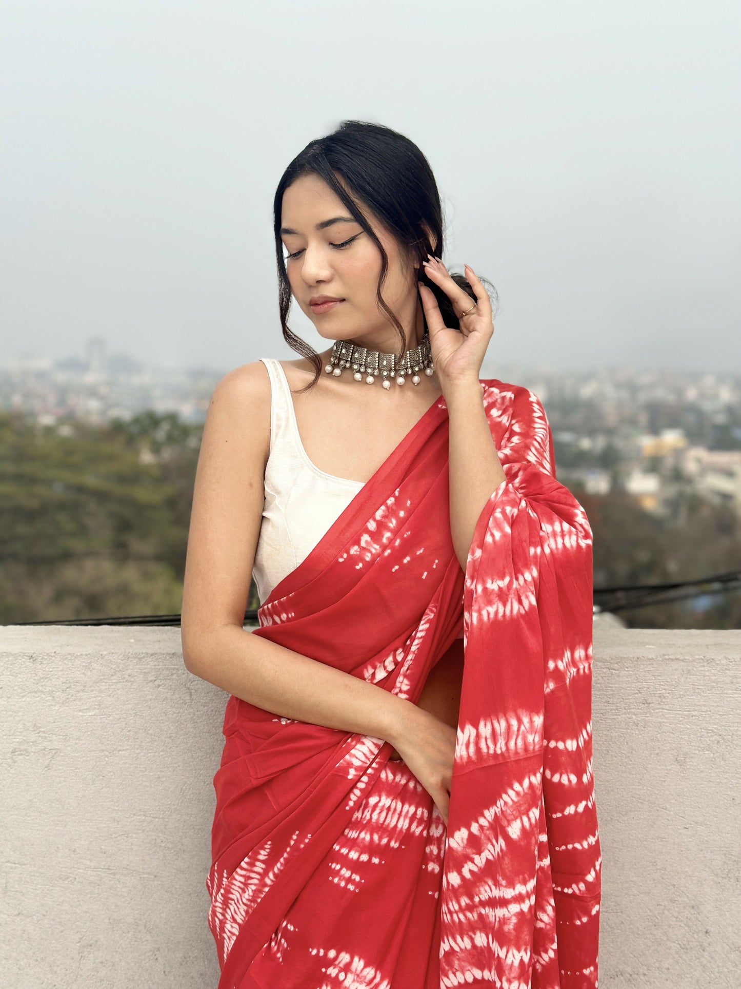 Tie & Dye Shibori Mulmul Cotton Saree