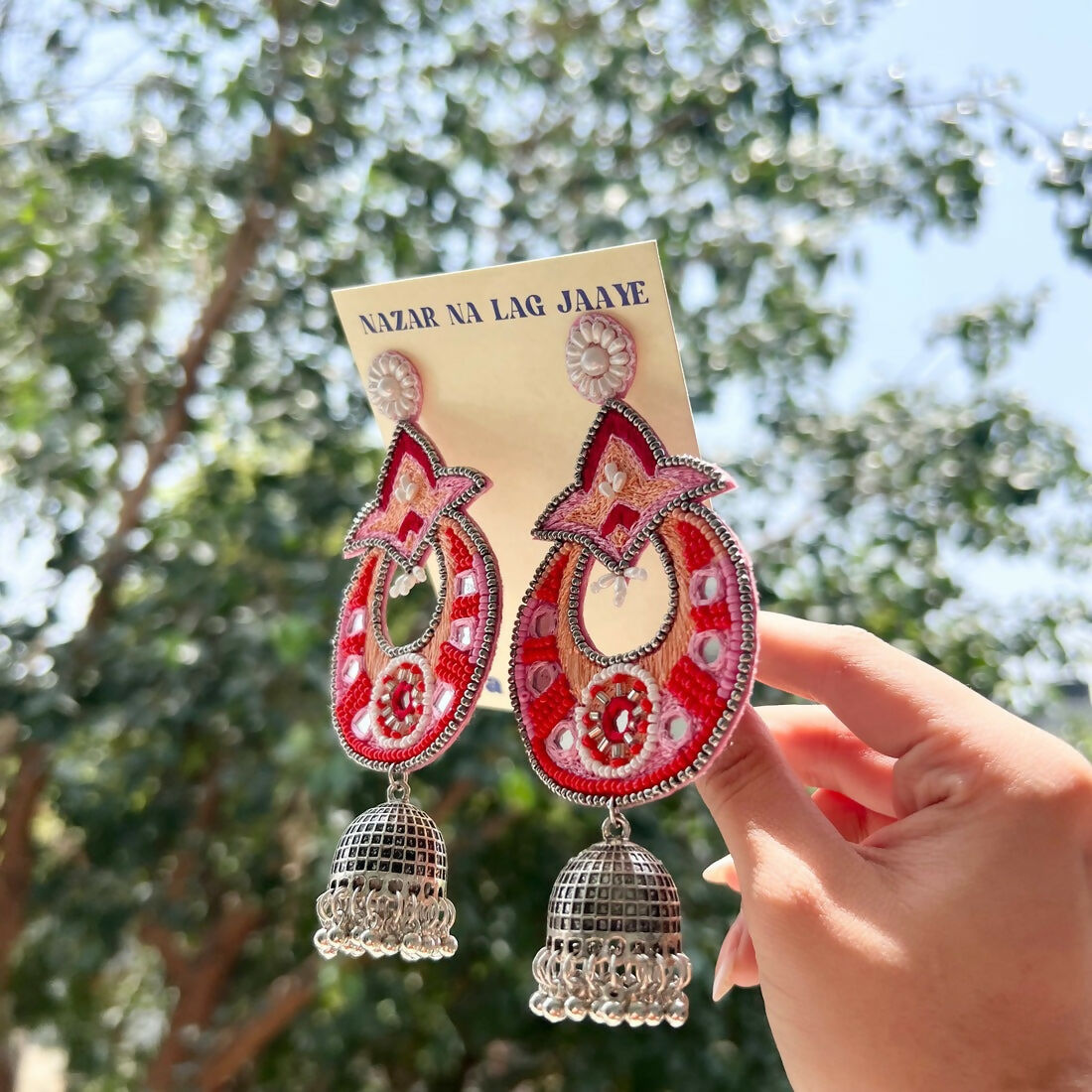 Sajni Handmade Beaded Chaandbali Jhumki