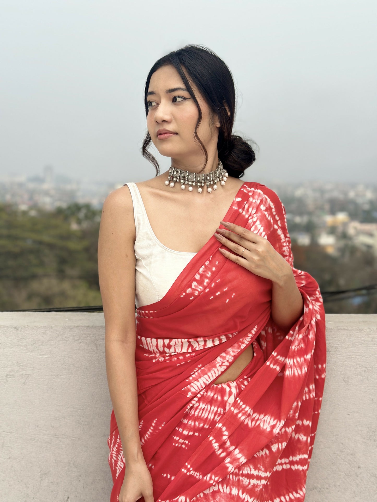 Tie & Dye Shibori Mulmul Cotton Saree