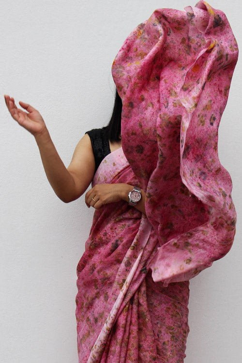 Natural Flower Dyed Kiki Habutai Silk Saree