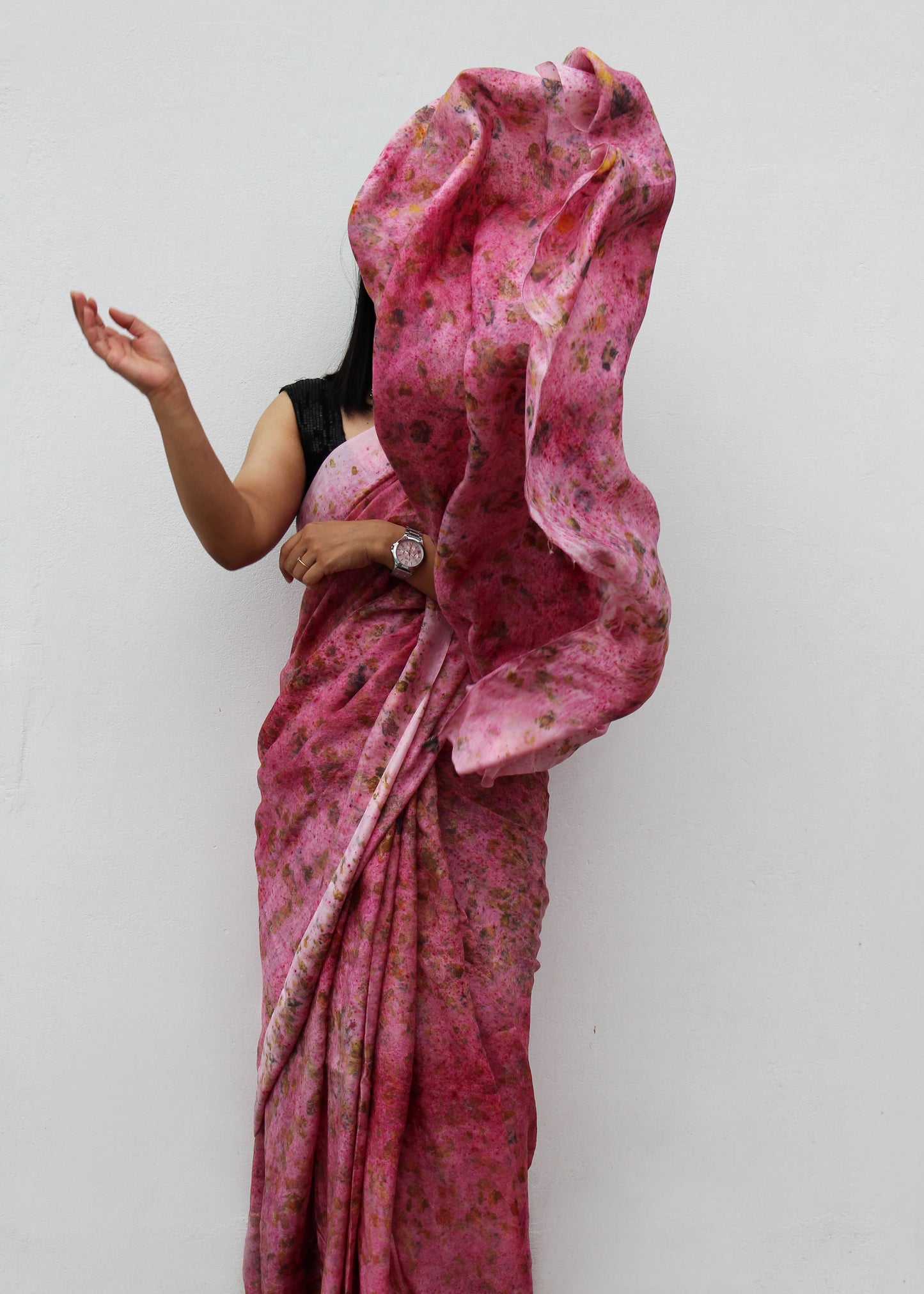 Natural Flower Dyed Kiki Habutai Silk Saree