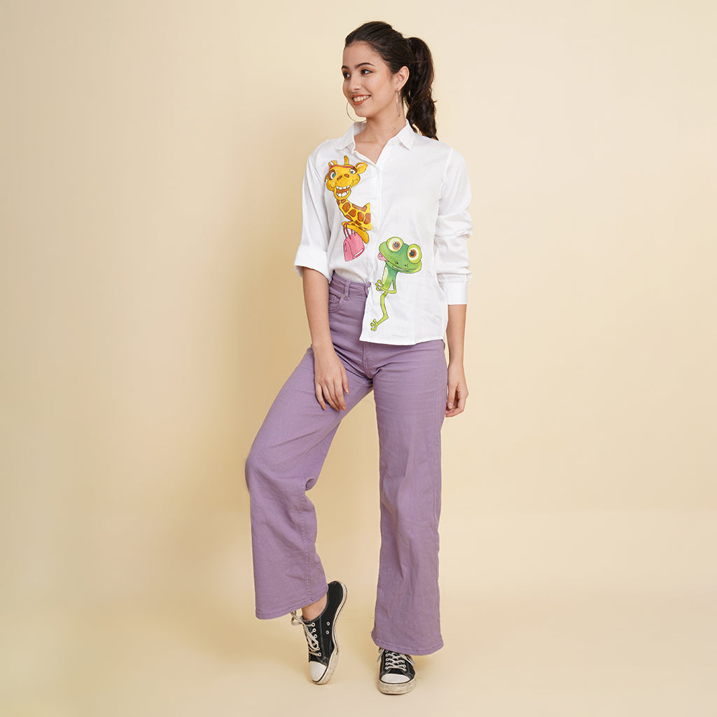 White Say Hi - Animal print Shirt