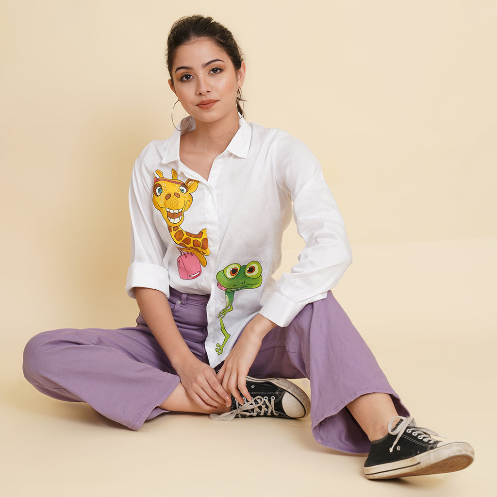 White Say Hi - Animal print Shirt