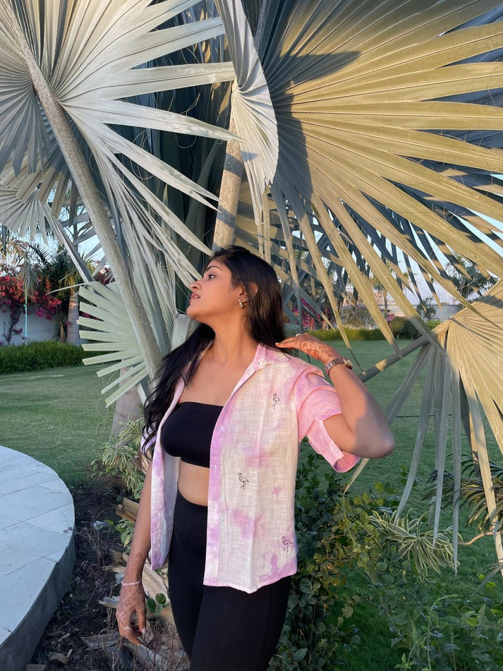 Cotton Ship / Bird Motif Printed Shirt