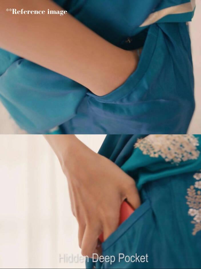 Indigo Harmony Ready-to-wear Pocket Saree