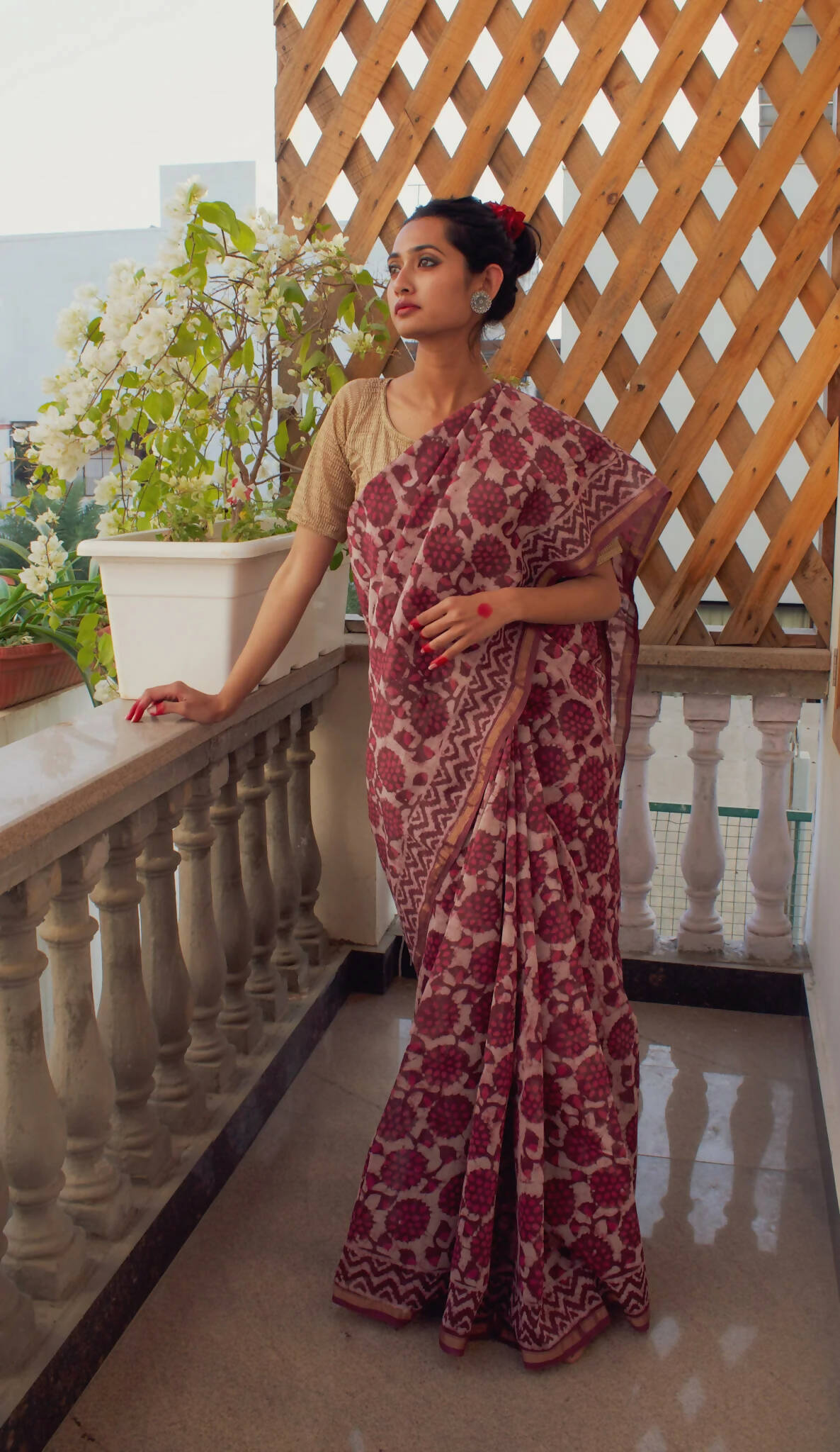Chharvi - Dabu Hand Block Print Chanderi Silk Saree