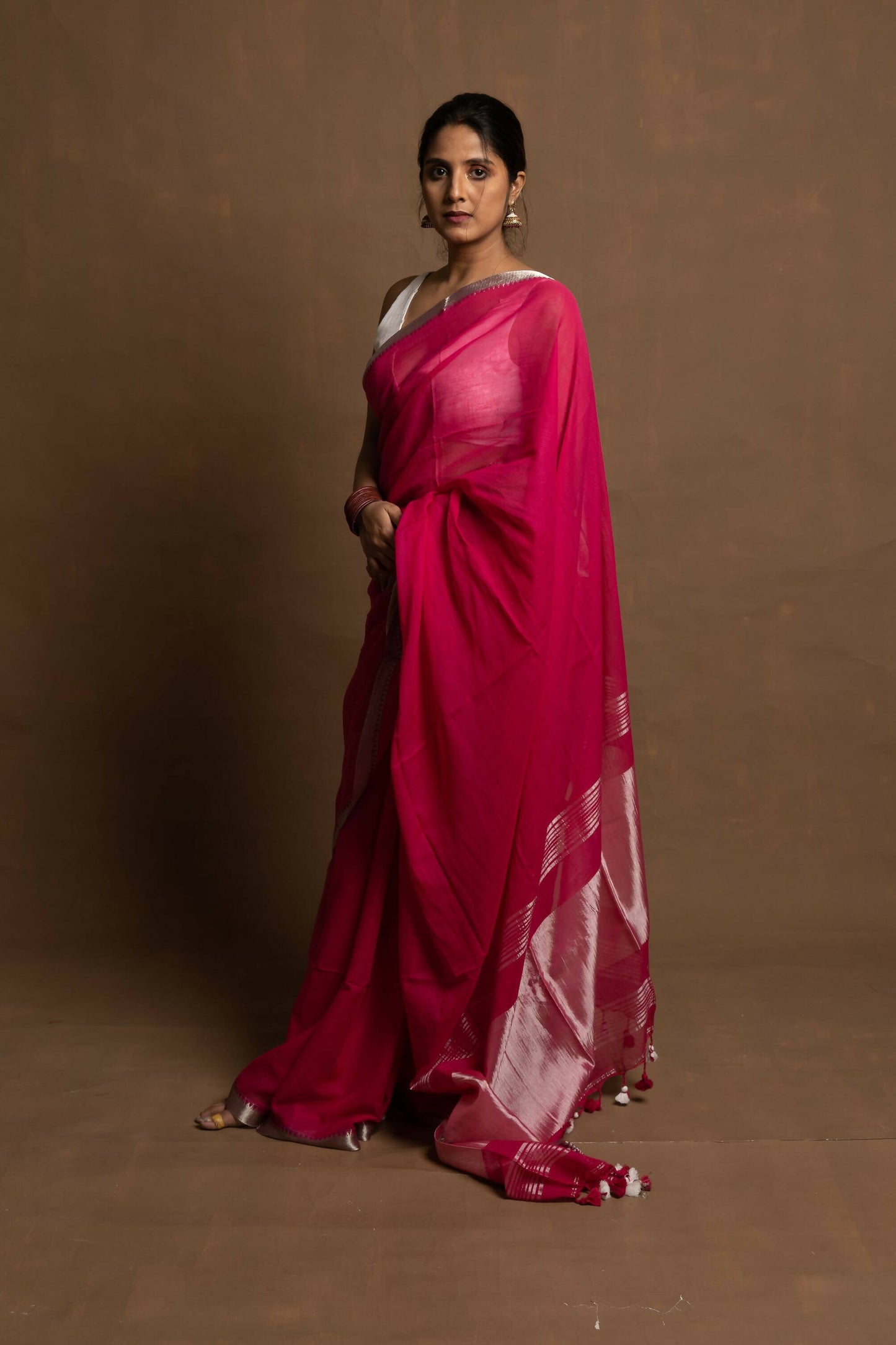Gulab Phool Saree With Silk Zari on Pallu