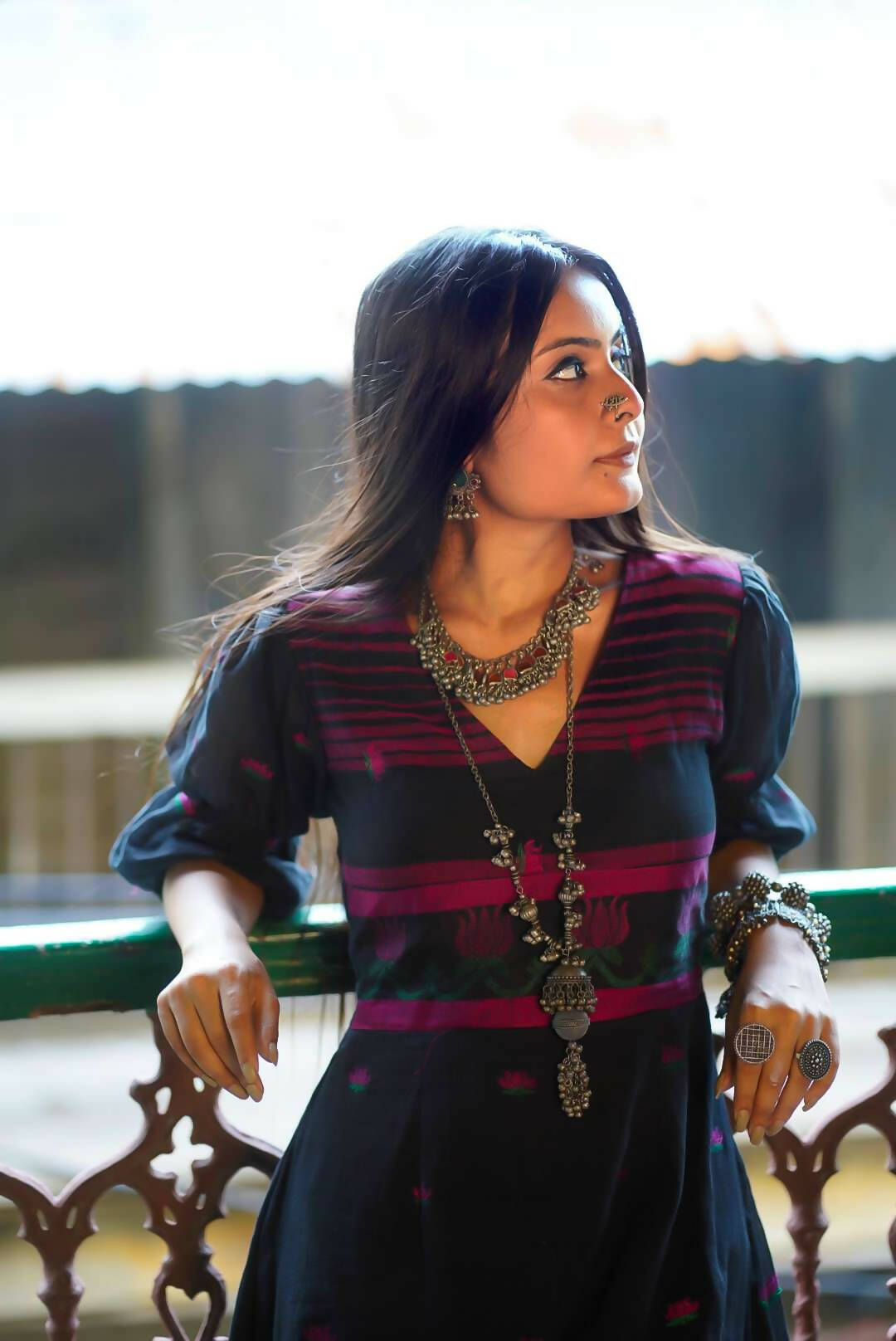 Trinayani Black Midi Dress