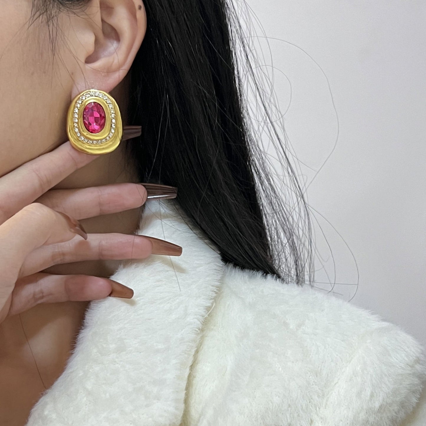Vintage Pink Crystal Earrings