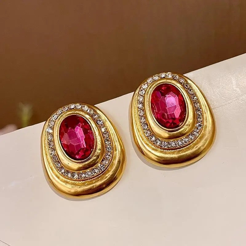 Vintage Pink Crystal Earrings