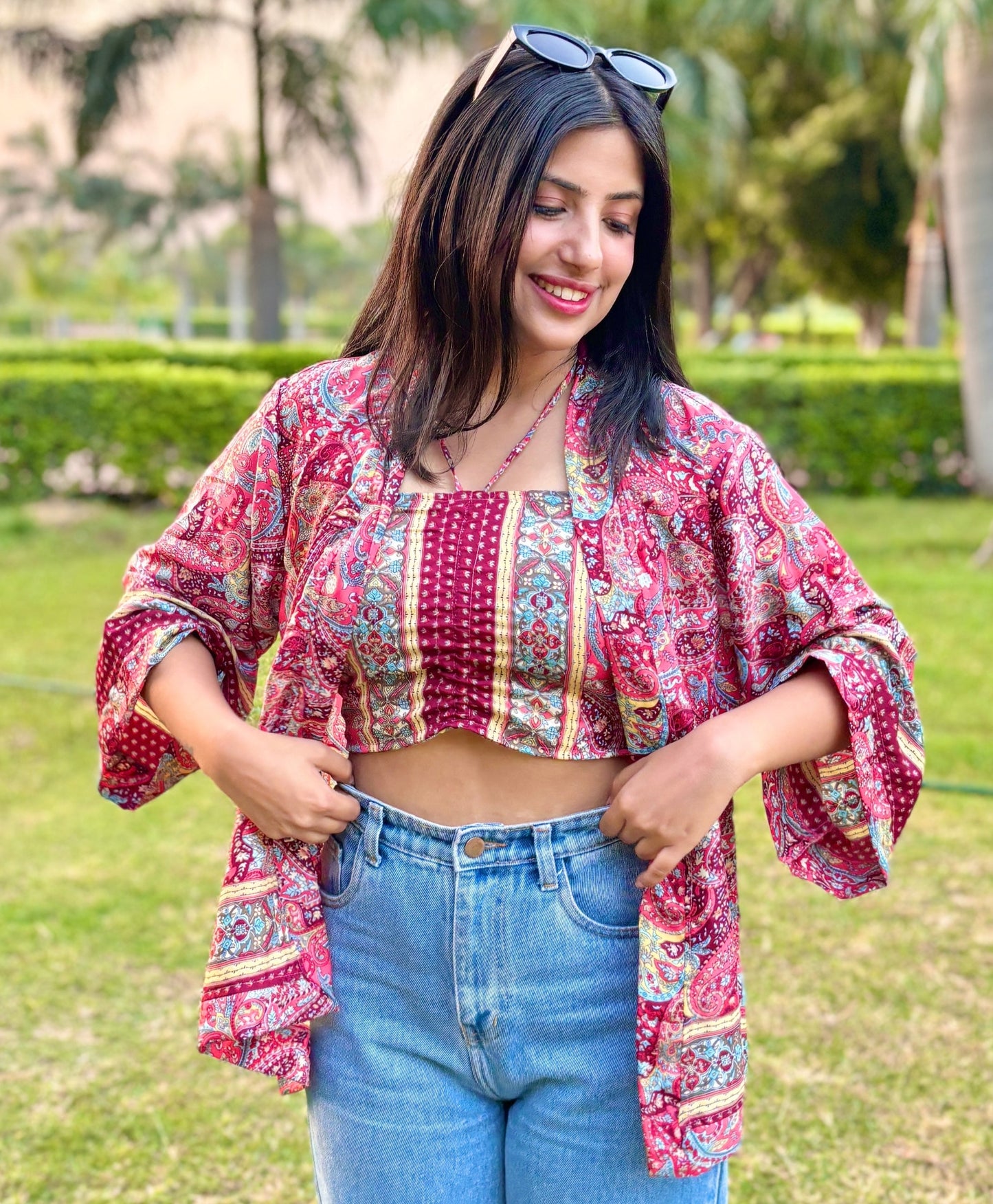 Kimono & Tube Top (2 Piece Set) - Ruby