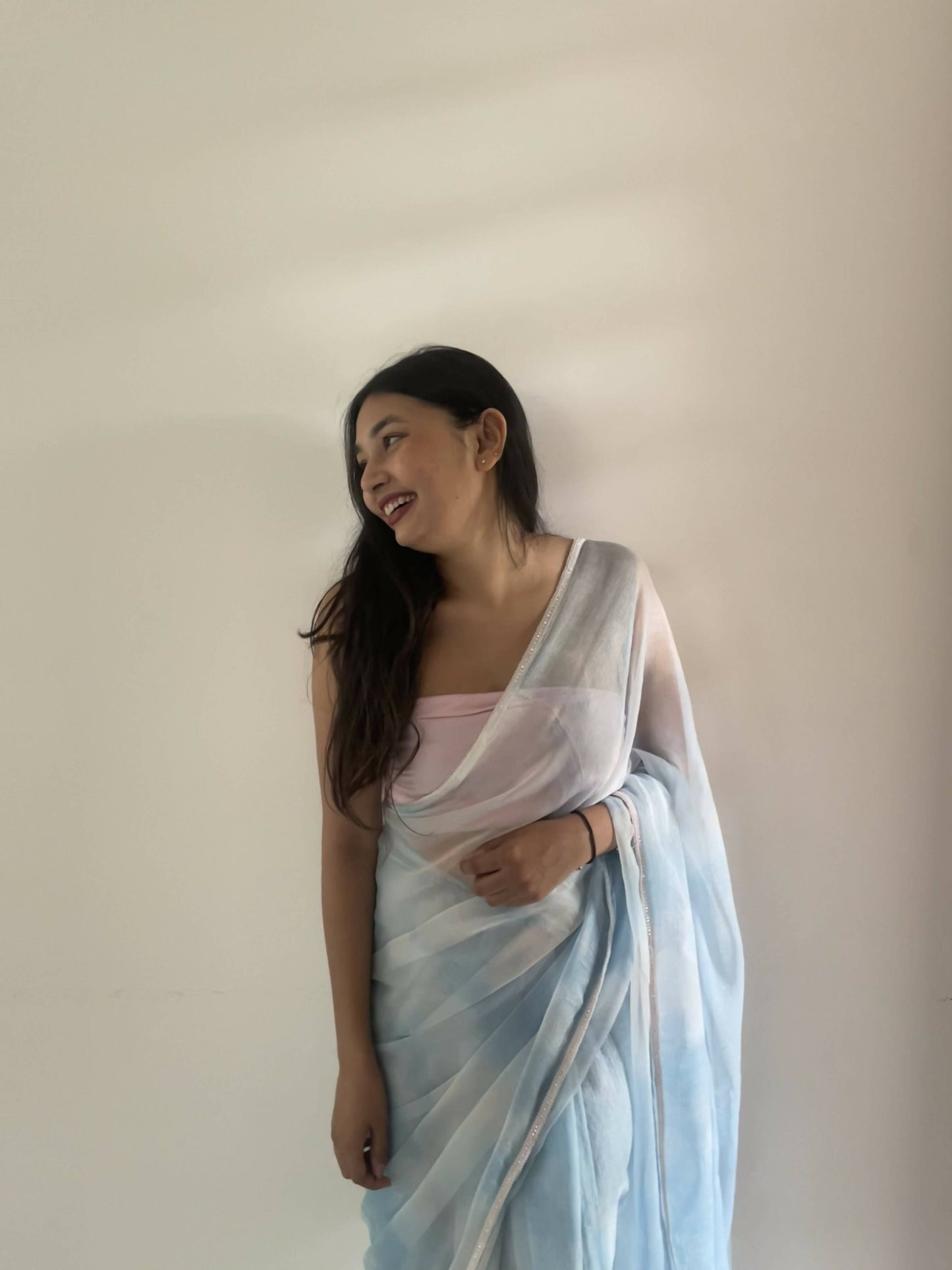 Elsa Blue Chiffon Saree