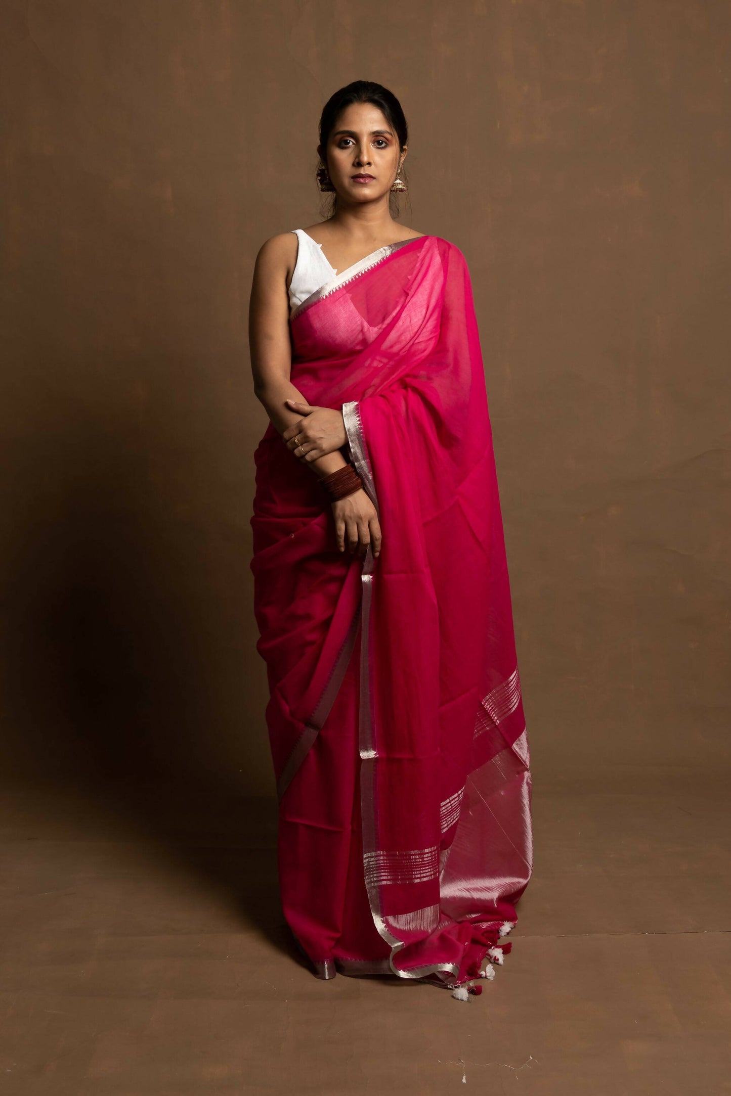Gulab Phool Saree With Silk Zari on Pallu
