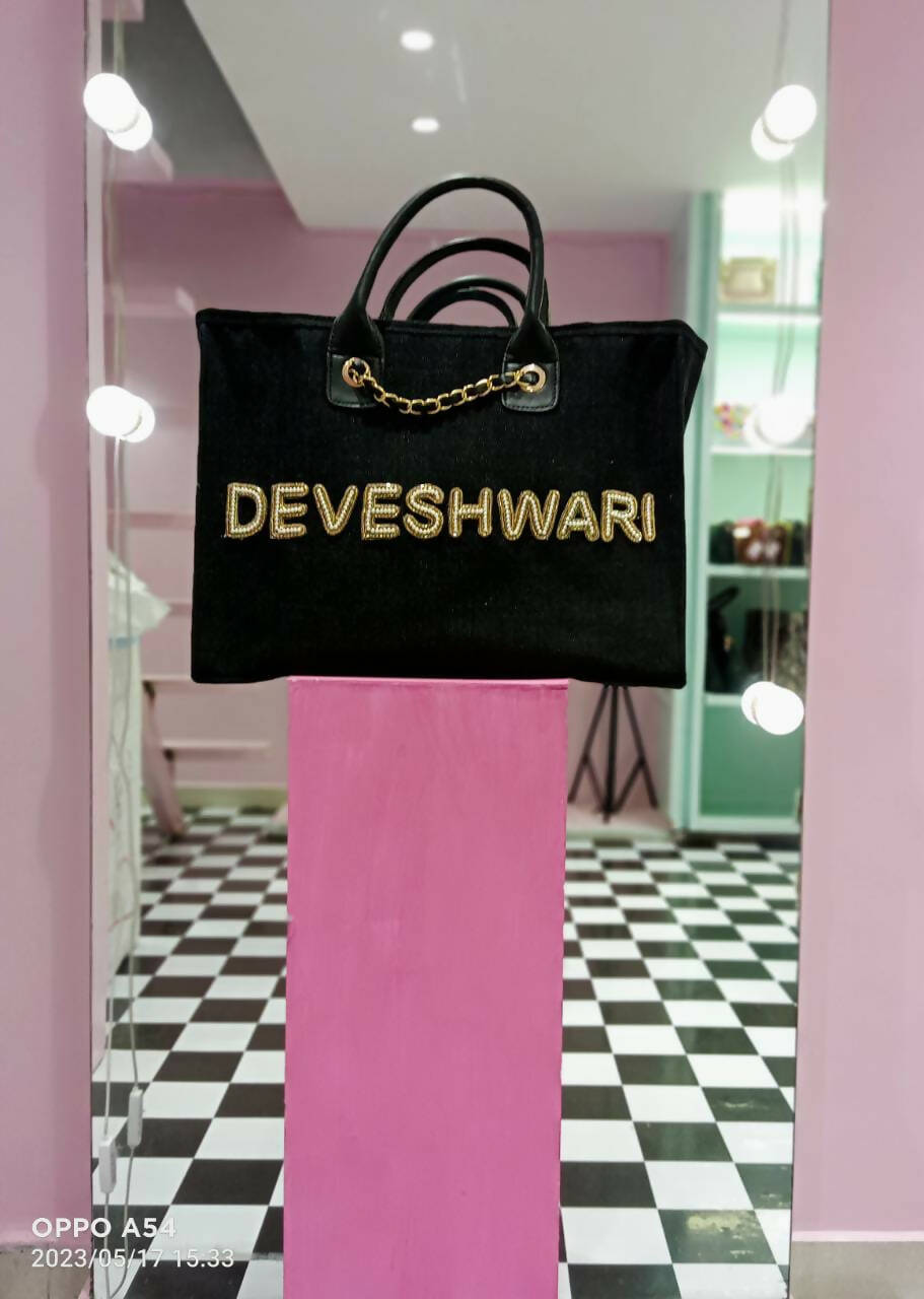 Travel Tote - Black/Beige