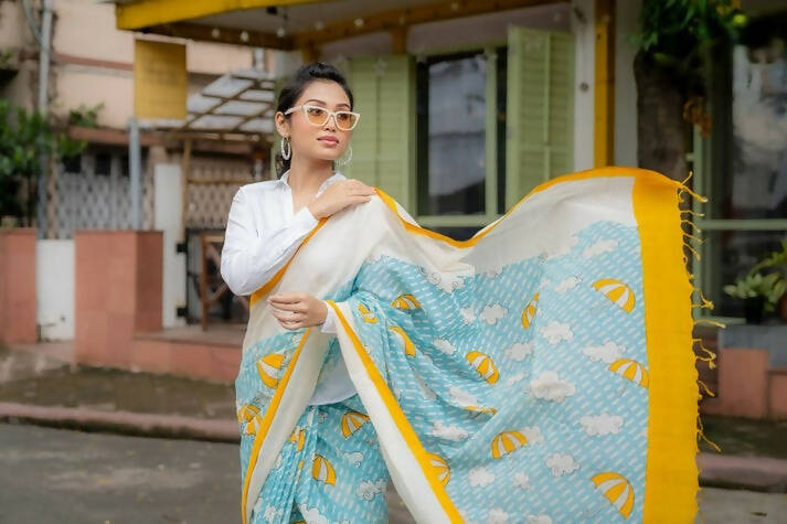 Peeli Chatri Cotton Printed Saree