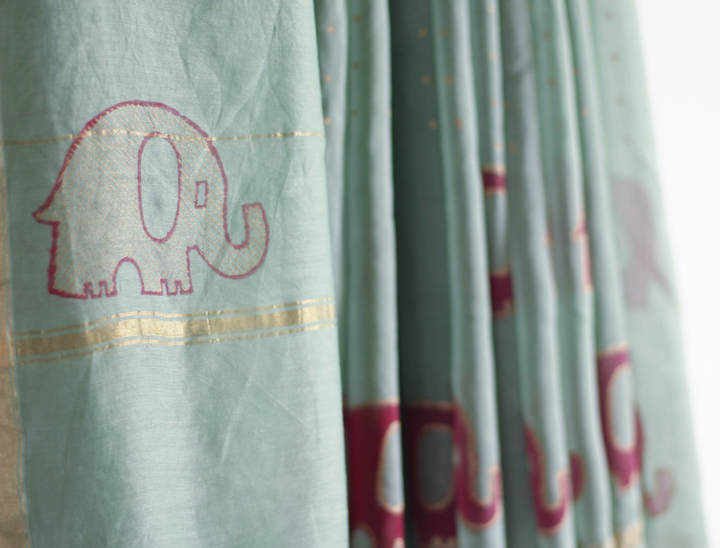 Chanderi Saree - Foil Printed Elephant Saree