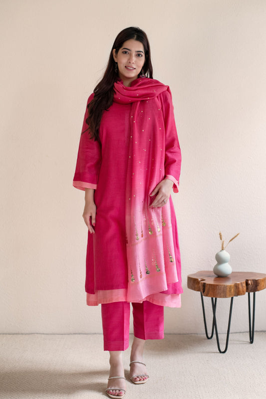 Pink Dual Shade Muslin Set