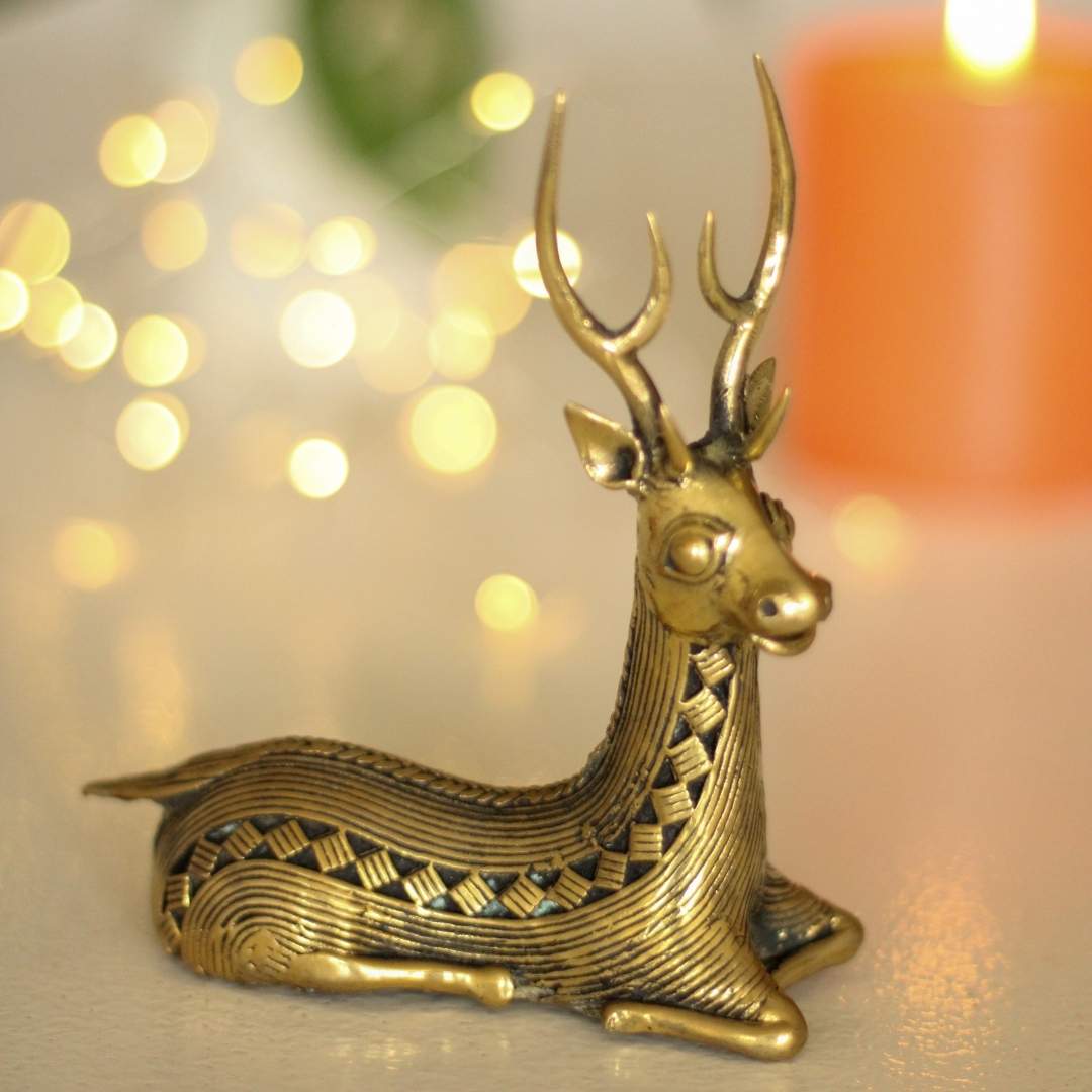 Atrangi Deer Pair - Standing & Sitting - Dhokra Table Decor