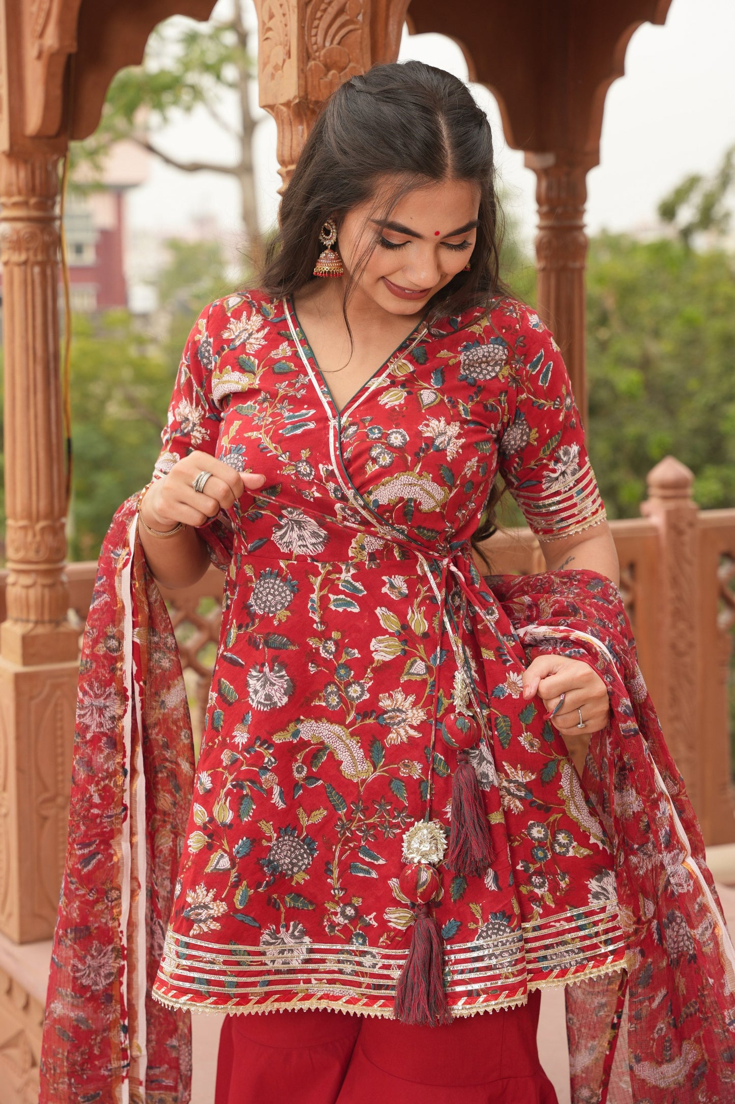 Rangrasiya Handblock Cotton Sharara Set