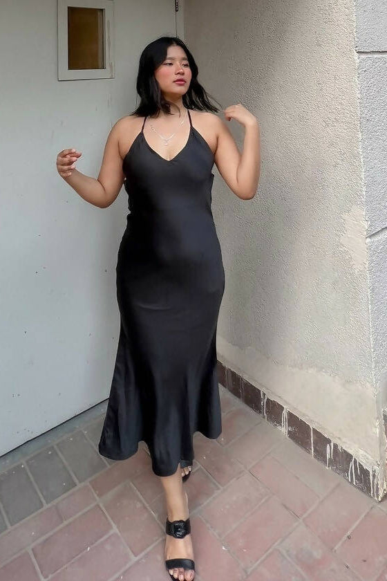 Black Long Satin dress