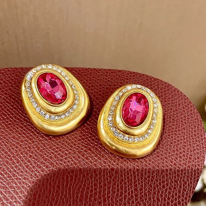 Vintage Pink Crystal Earrings