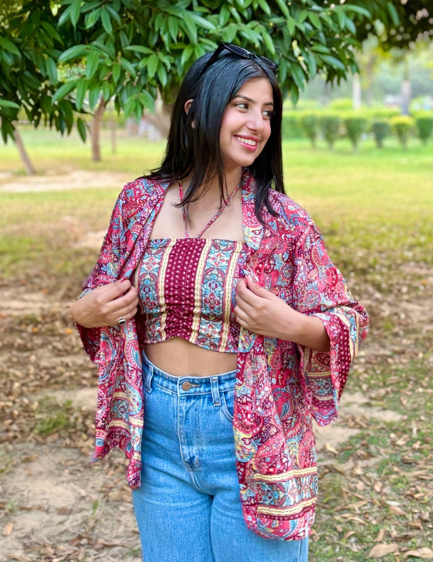 Kimono & Tube Top (2 Piece Set) - Ruby