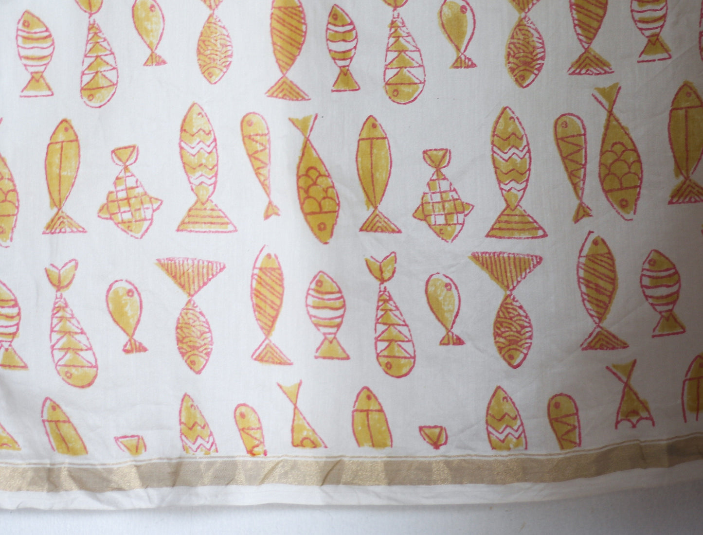 Chanderi Saree - Pujo with Red & Yellow