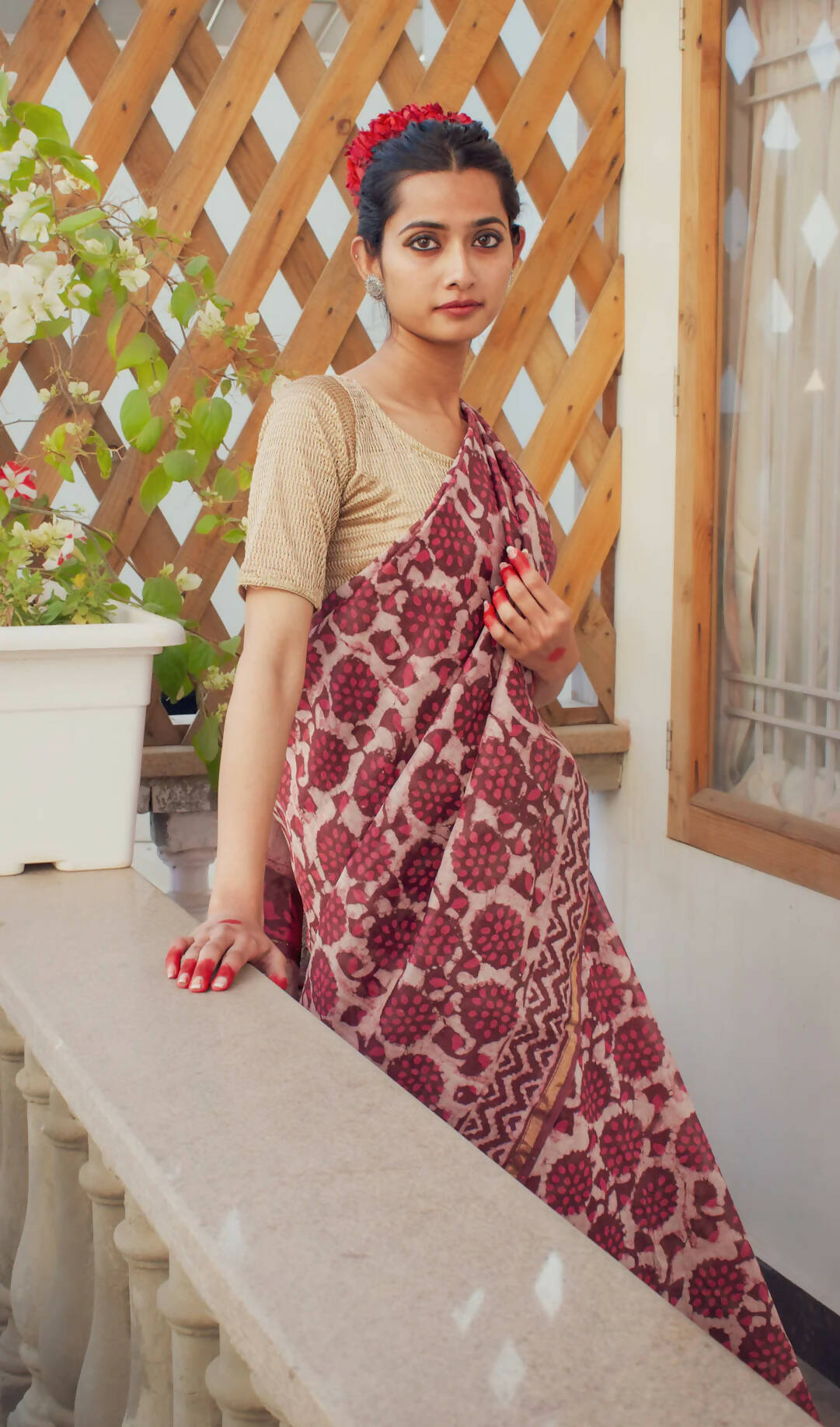Chharvi - Dabu Hand Block Print Chanderi Silk Saree