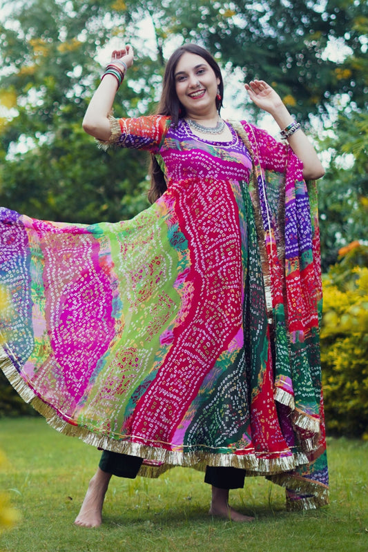 Rajasthani Color Cluster Pure Chiffon Suit Set