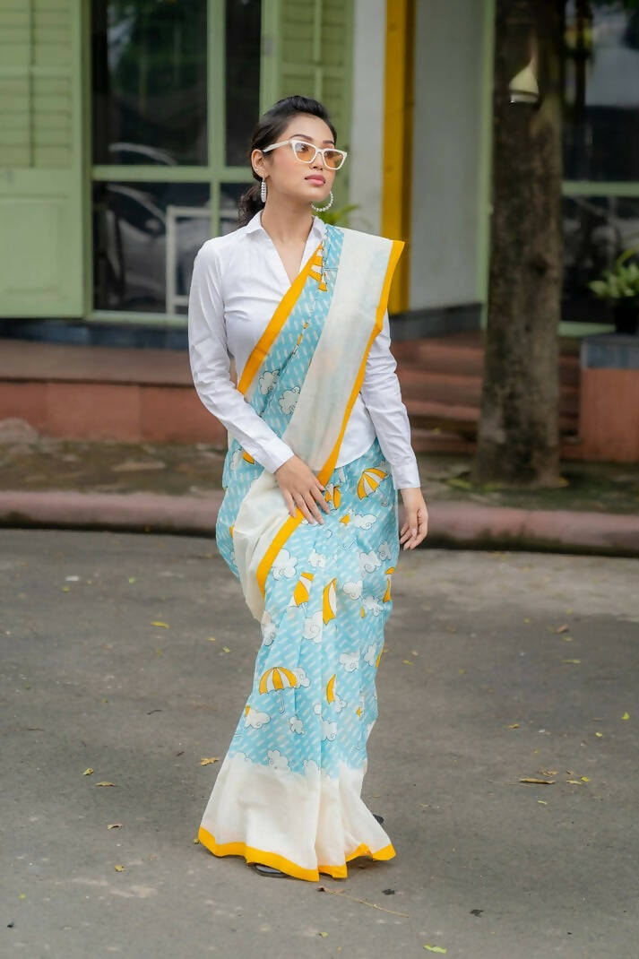 Peeli Chatri Cotton Printed Saree